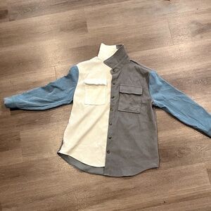 Women's Color Block Button Shirt